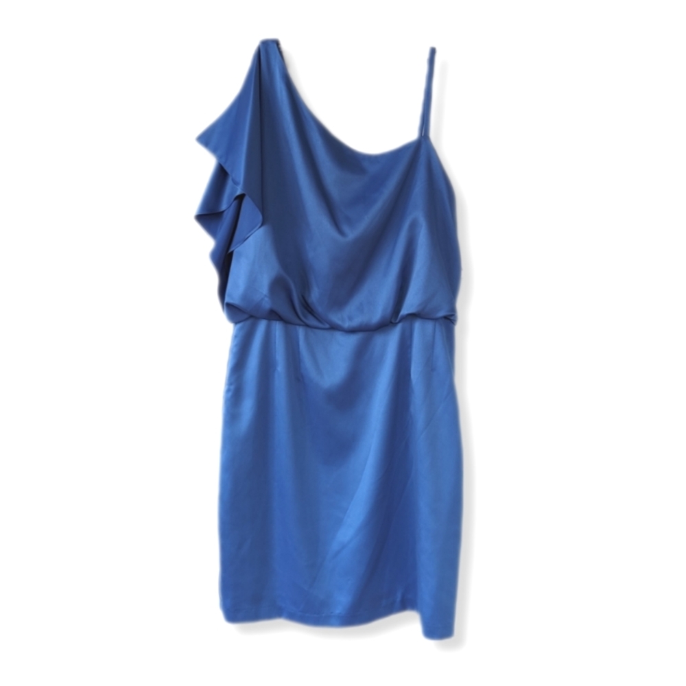 NWT Jessica Simpson Blue Satin One Flutter Sleeve Cocktail Dress